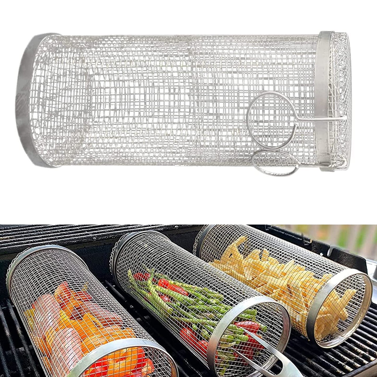 Rolling Grilling Basket Metal